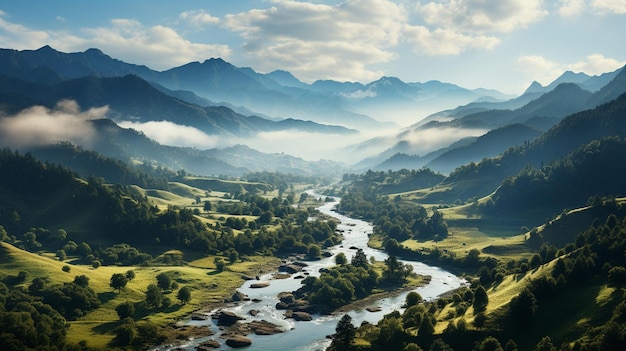 aerial view of beautiful mountain river in summer day carpathian mountains ukraine europe beauty