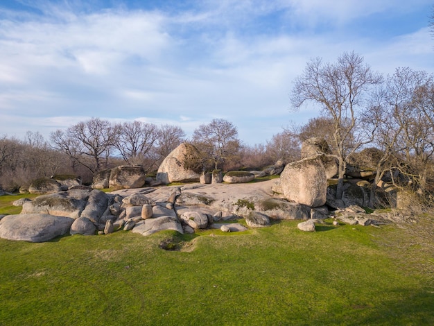 Aerial view of Beglik Tash is a rock phenomenon on the Black Sea coast of Bulgaria