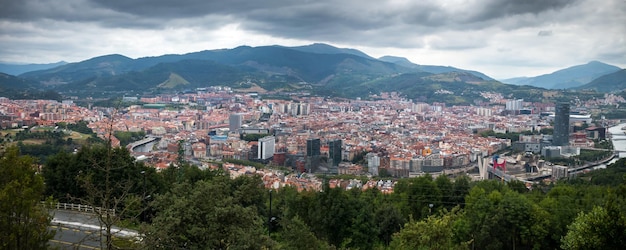 Aerial view of Bilbao city Basque Country Spain