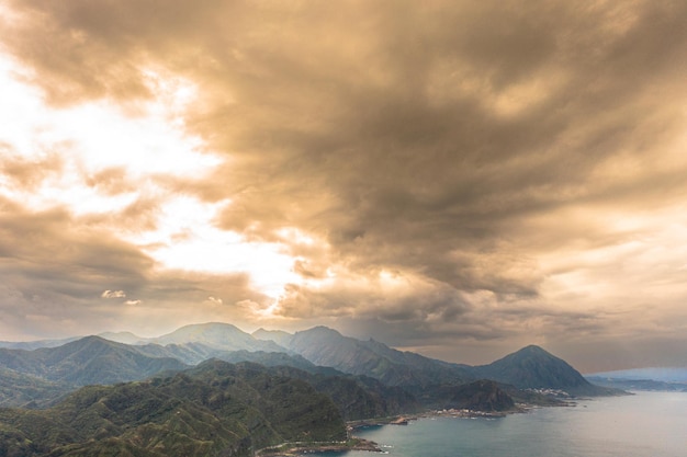 Aerial view of Bitou port northeast corner New Taipei City Taiwan