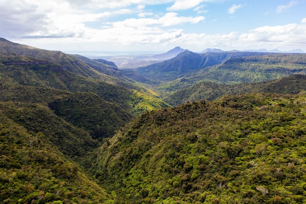 Aerial view of Black River Gorges National Park in Mauritius