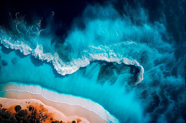 Aerial view of blue tropical sea Generative ai