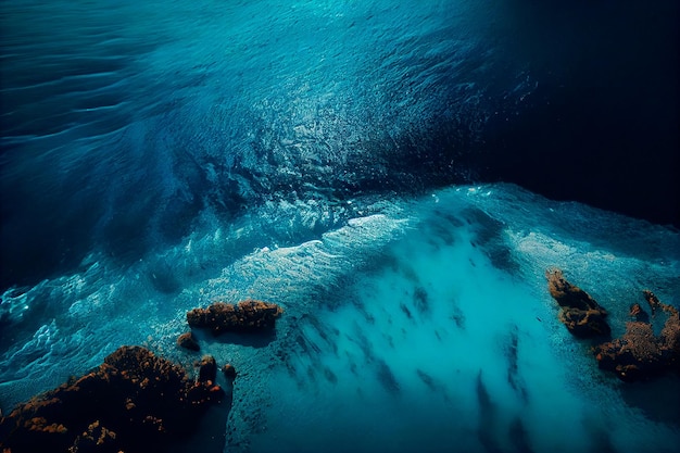 Aerial view of blue tropical sea Generative ai