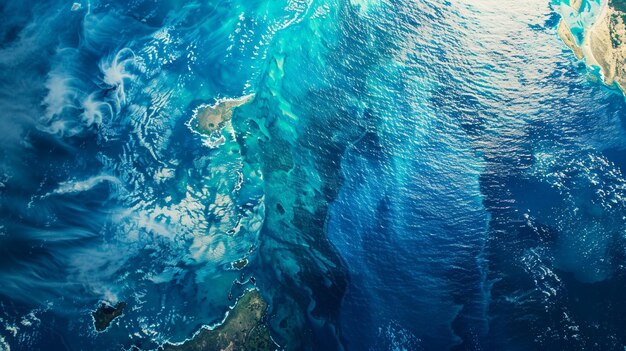 Aerial View of Blue Waters and Marine Life in World Oceans