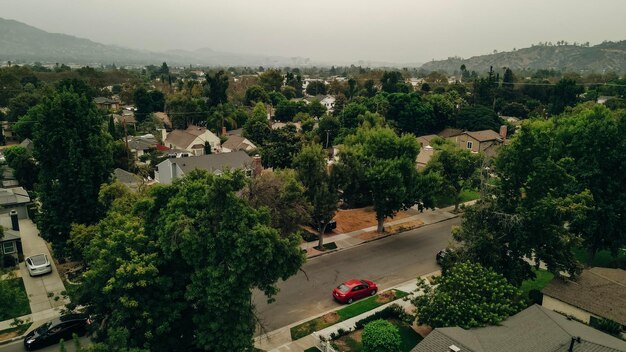 Aerial view of Burbank, area in Los Angeles. High quality photo