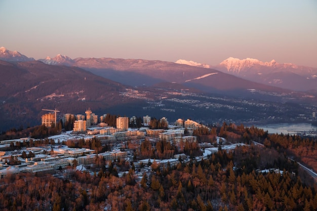 Aerial view of Burnaby Mountain and University Campus