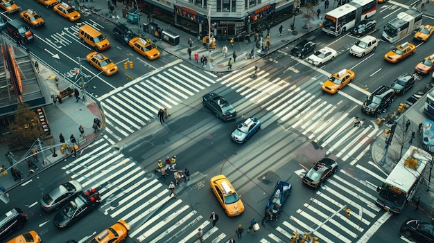 Photo aerial view of a busy intersection in new york city