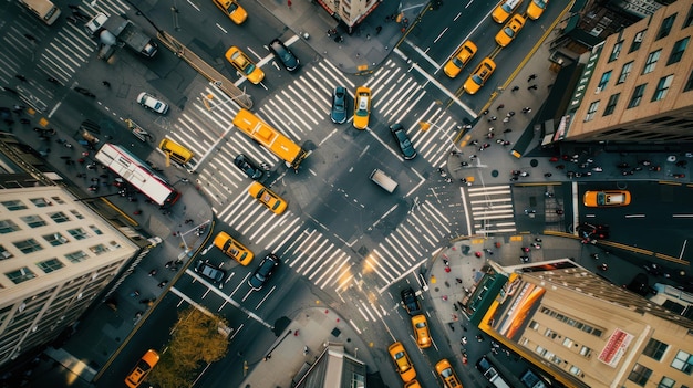 Photo aerial view of a busy intersection in new york city