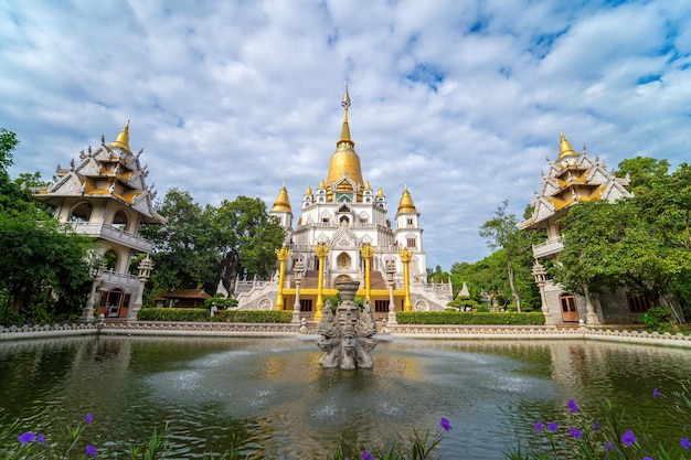 Aerial view of Buu Long Pagoda in Ho Chi Minh City A beautiful buddhist temple hidden away in Ho Chi Minh City at Vietnam A mixed architecture of India Myanmar Thailand Laos and Viet Nam