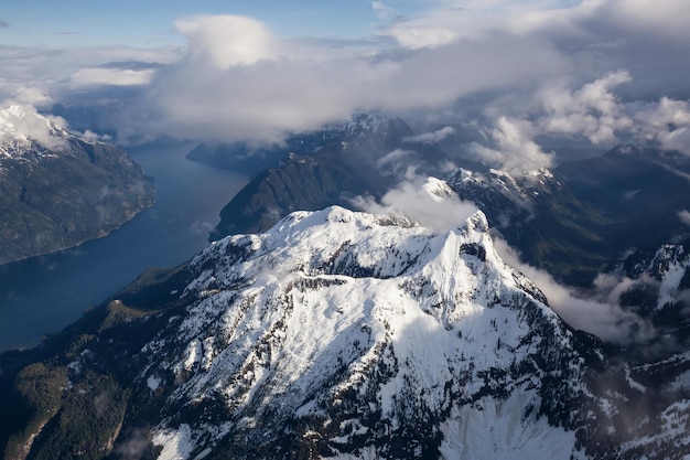 Aerial View of Canadian Mountain Landscape Nature Background