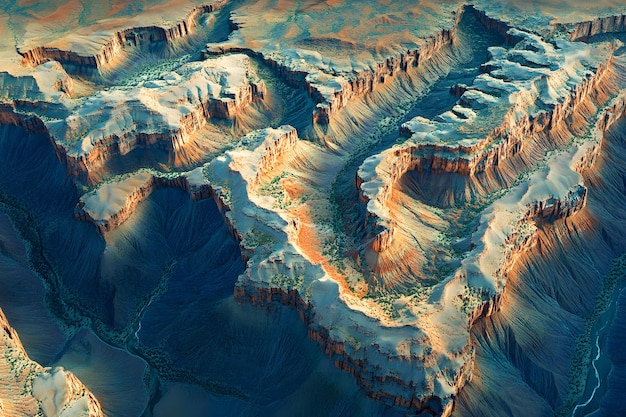 Photo aerial view of a canyon in the desert