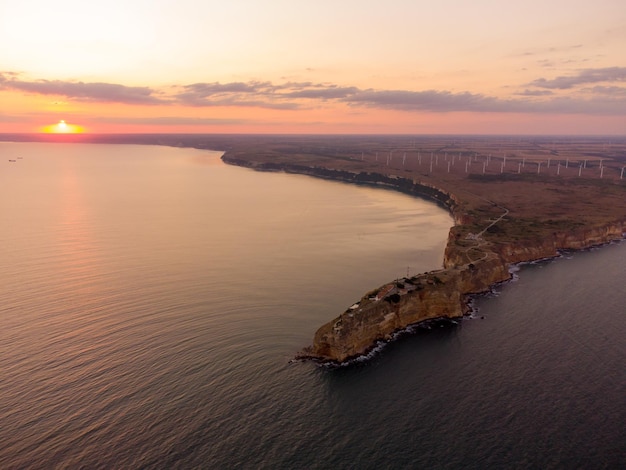 Aerial view of Cape Kaliakra on the Black Sea shore in Bulgaria