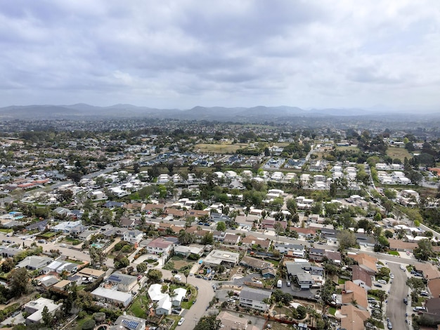 Aerial view of Cardiff town, community in the incorporated city of Encinitas in San Diego County