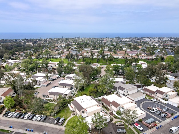 Aerial view of Cardiff town, community in the incorporated city of Encinitas in San Diego County