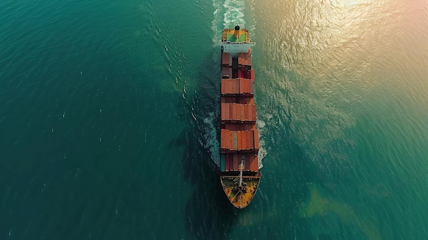 Aerial View of Cargo Ship Carrying Container for Expo