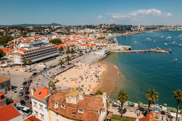 Aerial view of Cascais bay Portugal