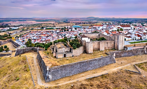 Aerial view of the Castle of Elvas in Portugal