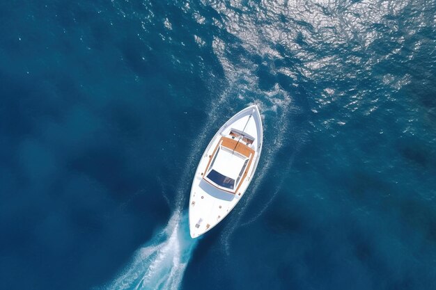 Aerial view of a catamaran navigating in the Indian Ocean Generative AI