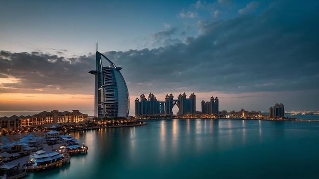 Aerial view on city by water Discover the Luxurious Atlantis Hotel A Gem on Dubois Palm Island Since 2008 Aerial view of Dubai city from the top of a tower