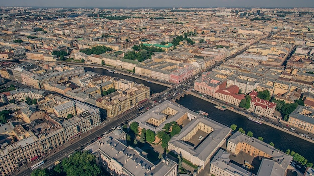 Aerial view of city center in St. Petersburg