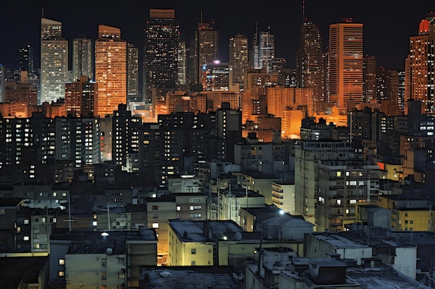 Aerial view of the city at night Hong Kong China