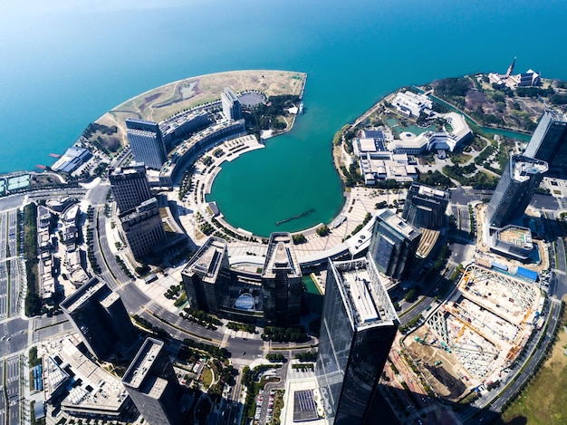 Aerial view of a city in Suzhou China