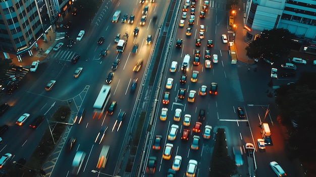 Photo aerial view of city traffic at night