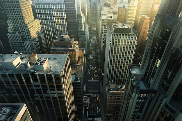 Aerial view of a cityscape with skyscrapers capturing the urban landscape from above