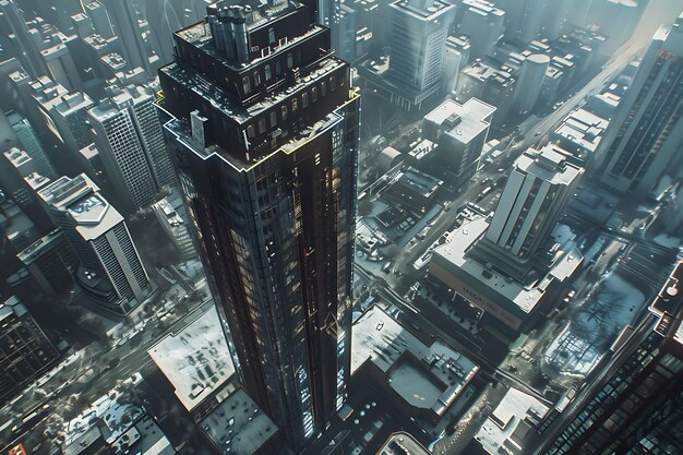 Photo aerial view of a cityscape with skyscrapers capturing the urban landscape from above