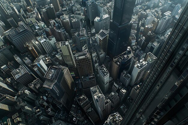 Photo aerial view of a cityscape with skyscrapers capturing the urban landscape from above