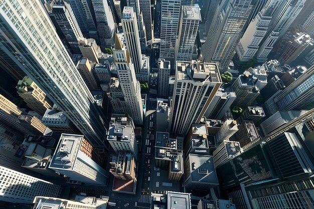 Photo aerial view of a cityscape with skyscrapers capturing the urban landscape from above