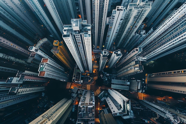 Photo aerial view of a cityscape with skyscrapers capturing the urban landscape from above