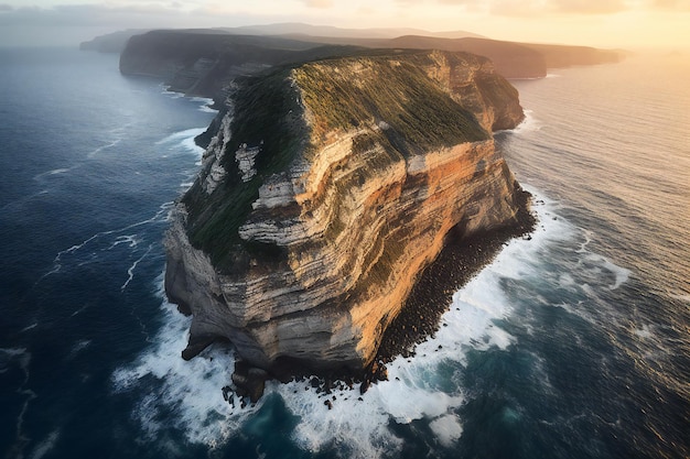 Aerial view of the cliffs at sunset Cape Roca Portugal