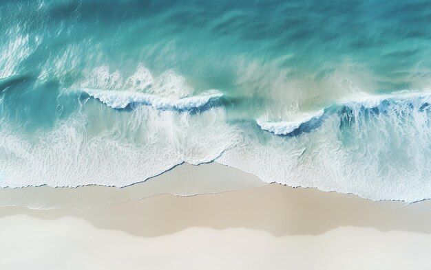 Aerial View of Coastline with White Sand Beach