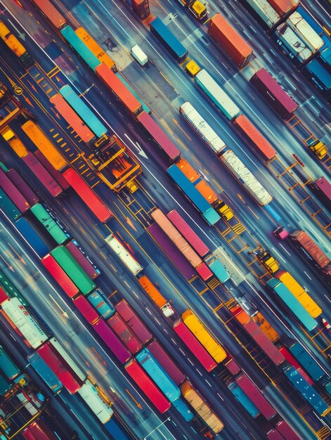 Aerial View of Colorful Shipping Containers at a Port