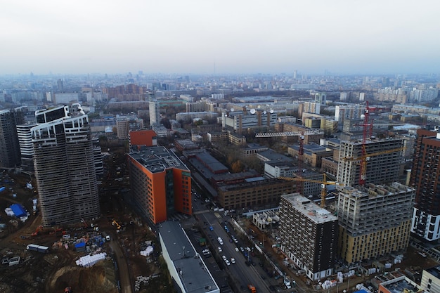 Aerial view Construction of multistorey residential buildings