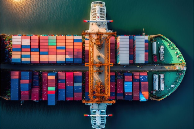 Aerial view Container international shipping Logistic business Made by AIArtificial intelligence