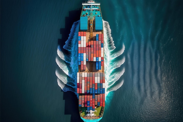 Aerial view Container international shipping Logistic business Made by AIArtificial intelligence