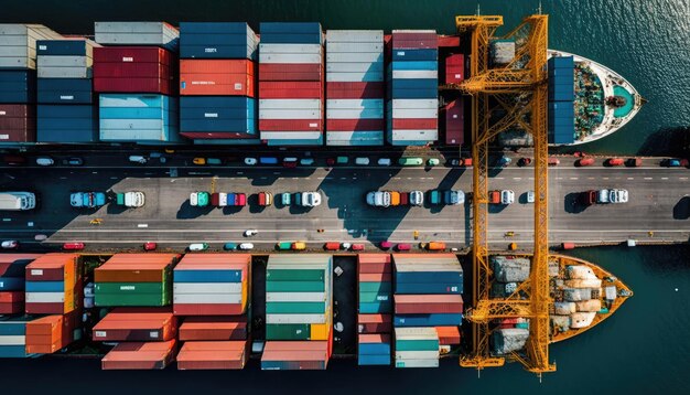 Aerial view Container international shipping Logistic business Made by AIArtificial intelligence