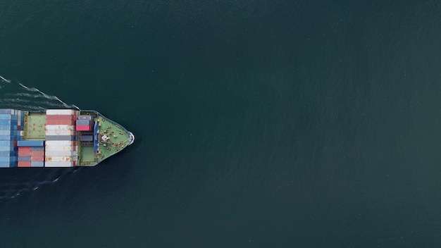 Photo aerial view container ship shipping or transportation concept background