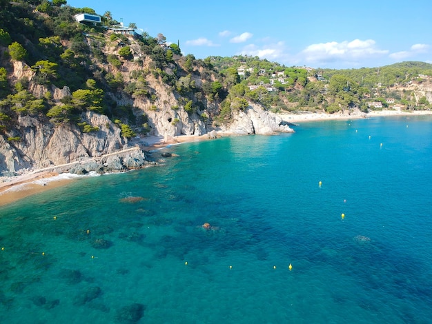 Aerial view of Costa Brava coastline in Mediterranean coast of Spain Europe