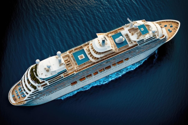 Aerial View Of Cruise Ship Sailing On Sea Generative AI