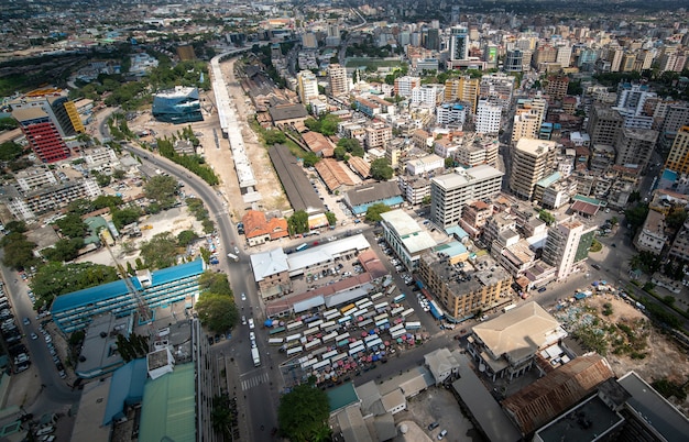 Aerial view of Dar Es Salaam capital of Tanzania in Africa