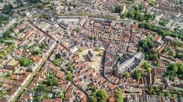 Aerial view of Delft town, Netherlands