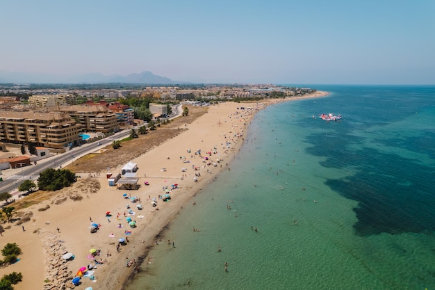 Aerial view of Denia Alicante Spain Summer tourist destination beautiful beach