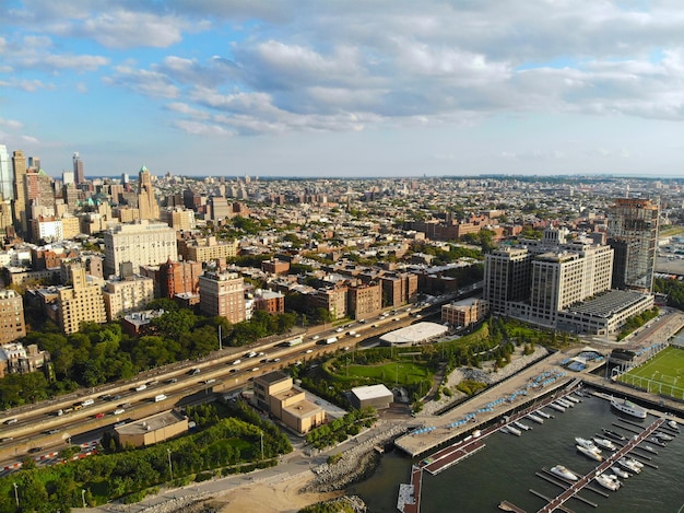 Aerial view of downtown Brooklyn New York City USA