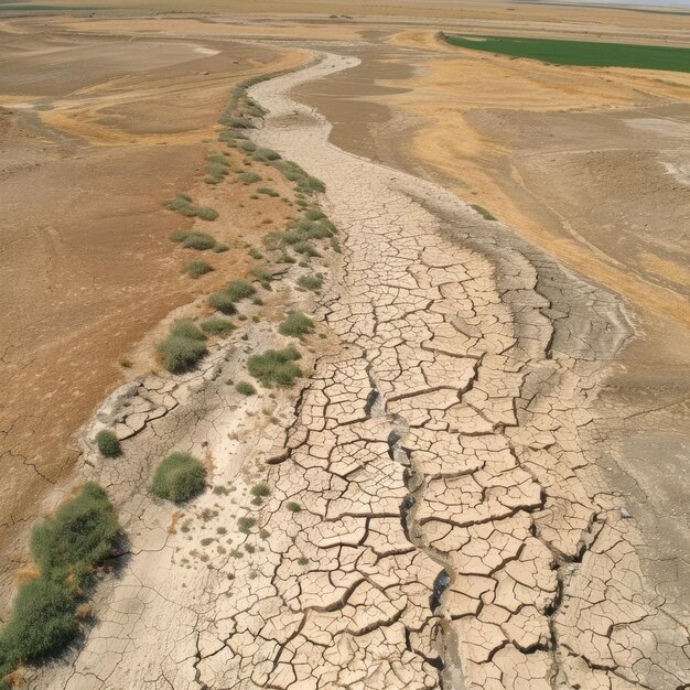 Photo aerial view of droughtstricken terrain