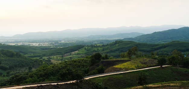 An aerial view of the endless greenery of CHIANGRAI a view of Mae Ngern Chiang Saen Subdistrict