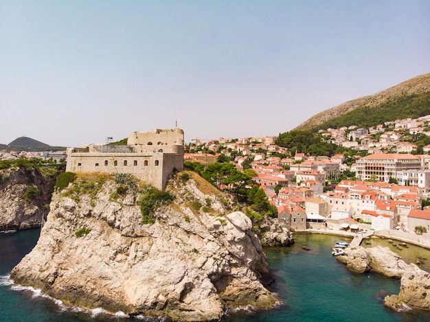 Aerial view at famous european travel destination in Croatia old town Dubrovnik