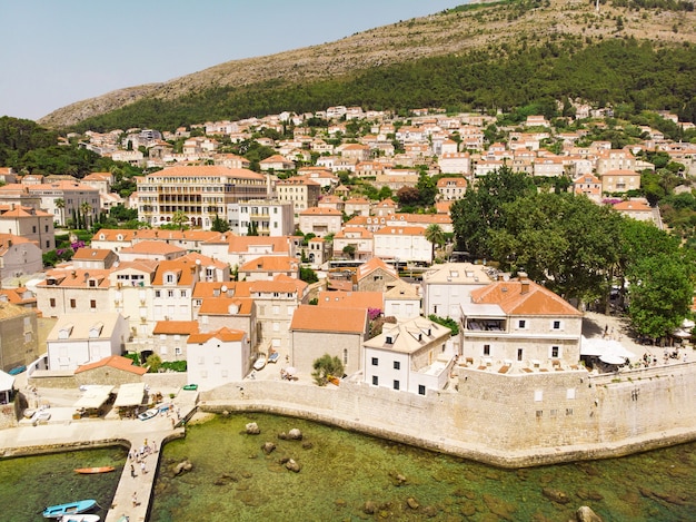 Aerial view at famous european travel destination in Croatia old town Dubrovnik